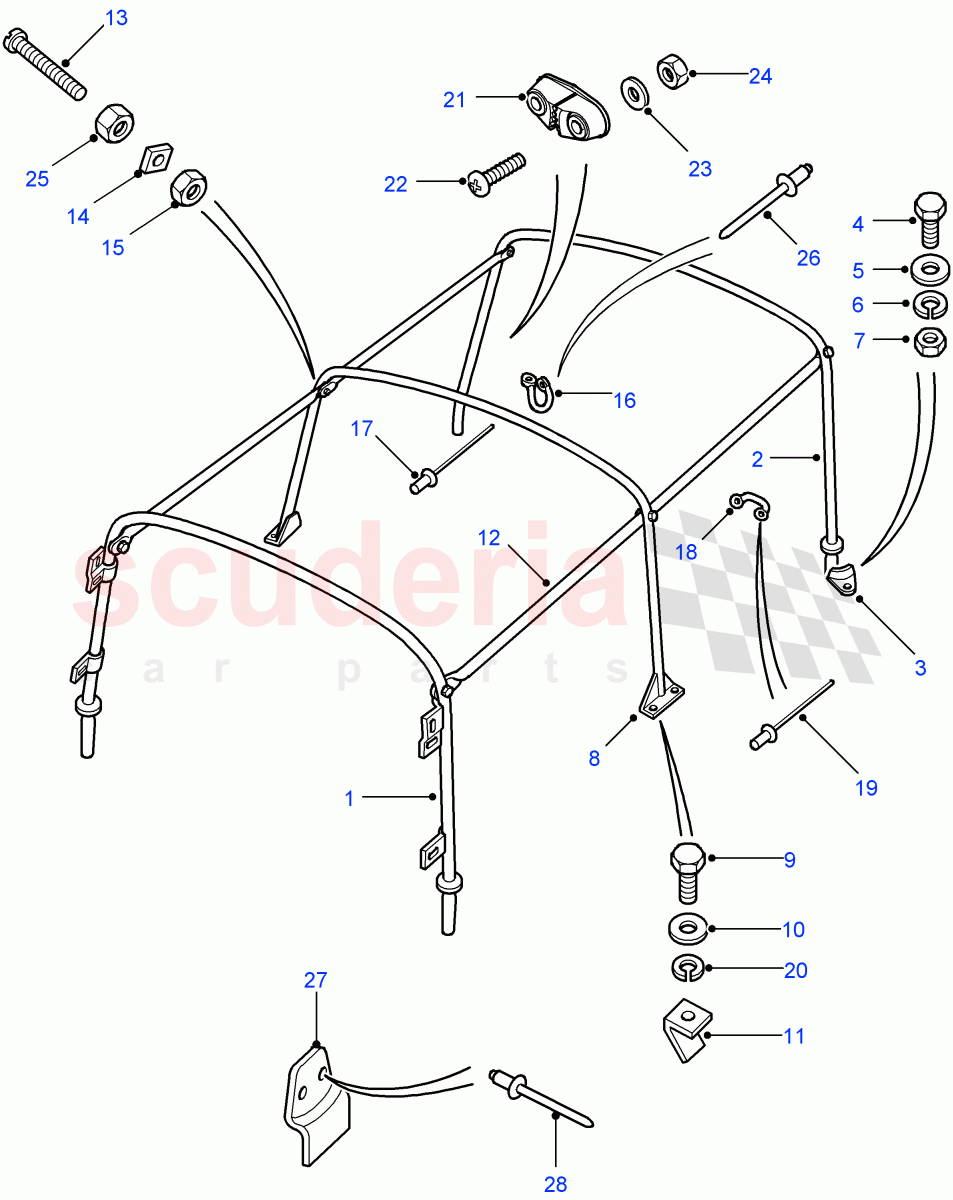 Hoodsticks (Soft Top, 110" Wheelbase) ((V) FROM7A000001) of Land Rover Land Rover Defender (2007-2016)