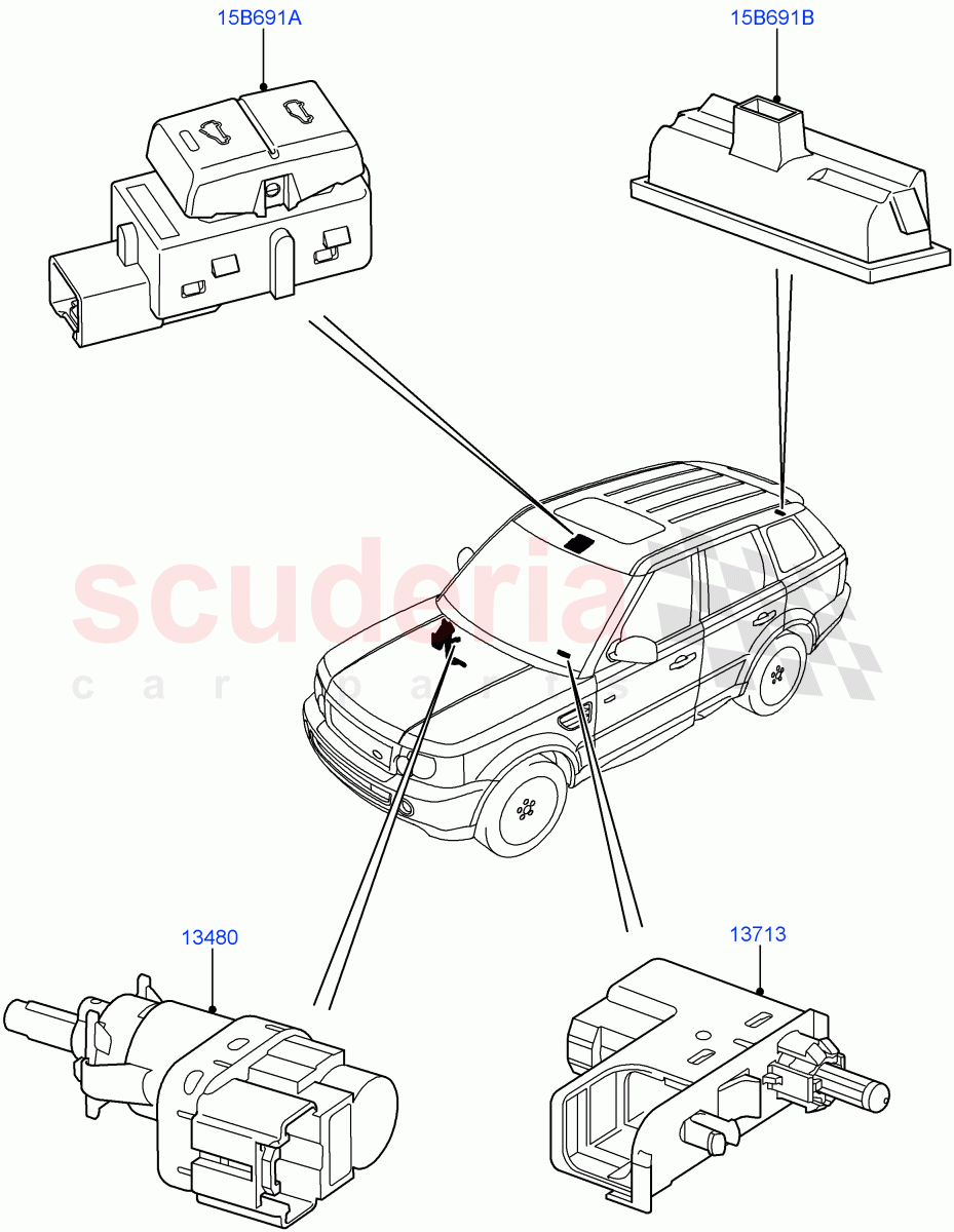 Switches(Miscellaneous)((V)TO9A999999) of Land Rover Land Rover Range Rover Sport (2005-2009) [4.2 Petrol V8 Supercharged]