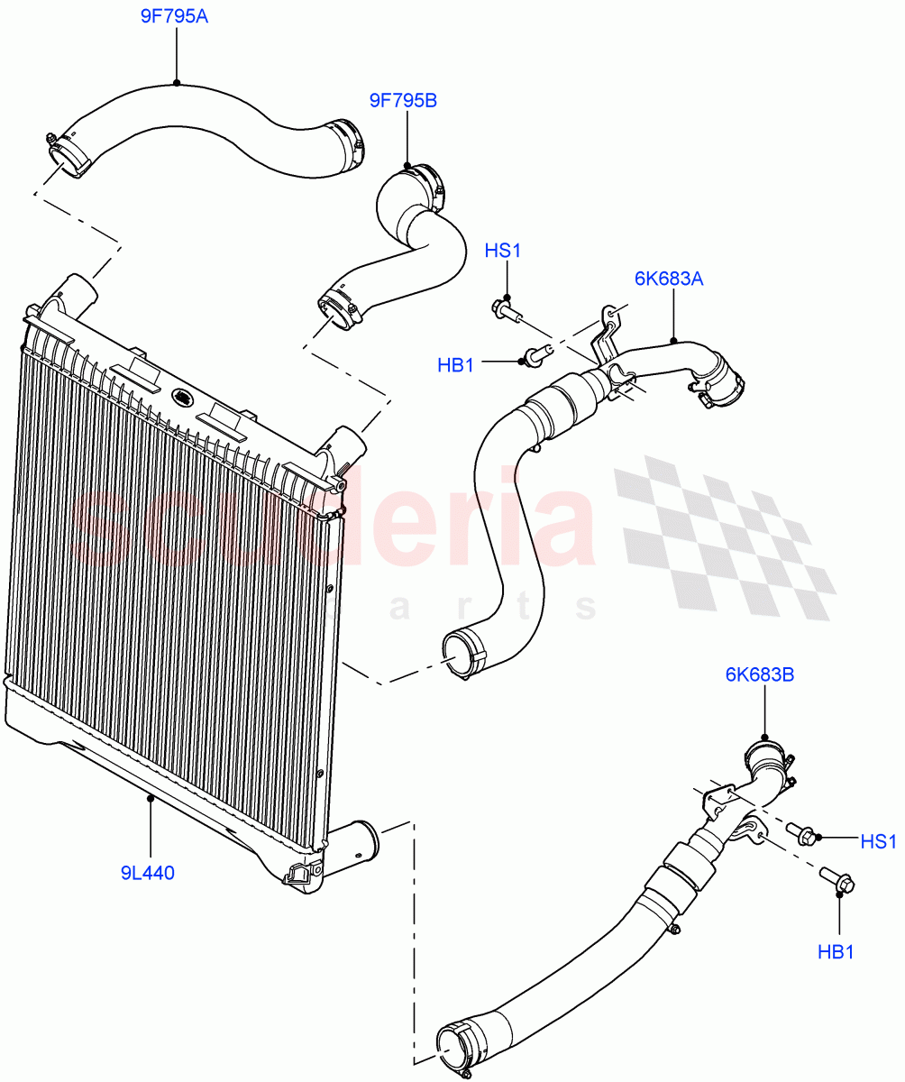 Intercooler/Air Ducts And Hoses (3.6L V8 32V DOHC EFi Diesel Lion) ((V) FROMAA000001) of Land Rover Land Rover Range Rover (2010-2012) [3.6 V8 32V DOHC EFI Diesel]