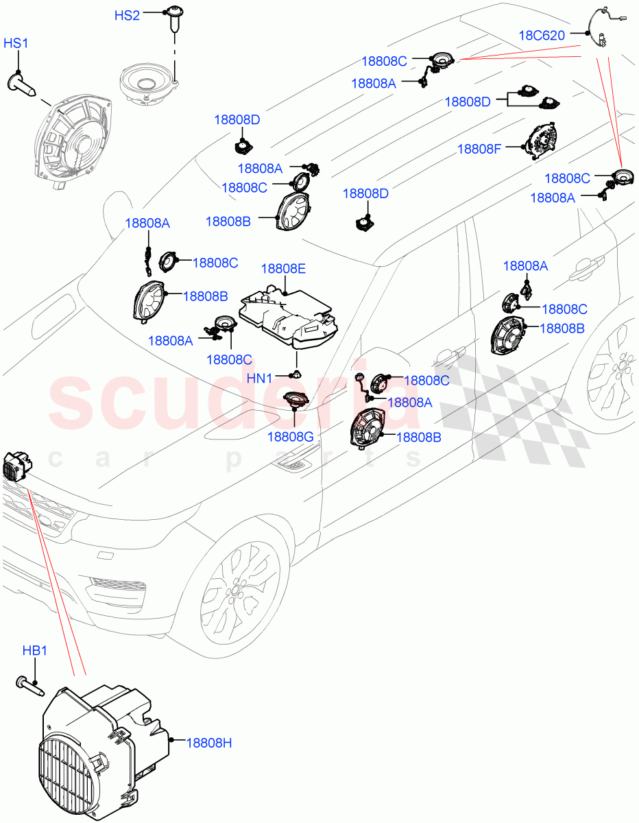 Speakers(Super Premium Audio 2500 W) of Land Rover Land Rover Range Rover Sport (2014+) [2.0 Turbo Diesel]