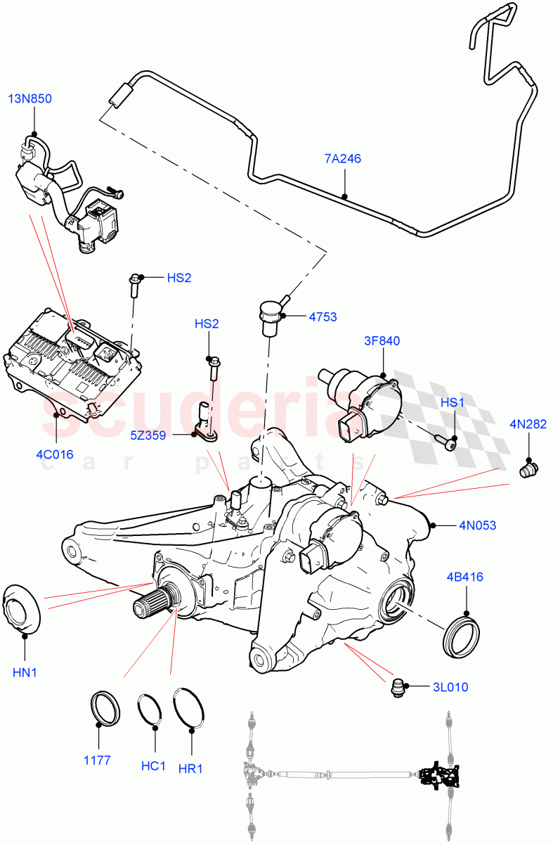 Rear Axle(Itatiaia (Brazil),All Wheel Drive,Efficient Driveline,Electric Engine Battery-MHEV,Less Electric Engine Battery) of Land Rover Land Rover Range Rover Evoque (2019+) [1.5 I3 Turbo Petrol AJ20P3]