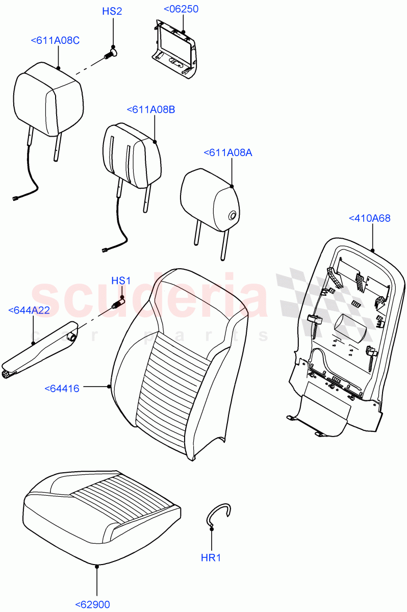 Front Seat Covers(Nitra Plant Build)(Windsor Leather Perforated,Version - Core,With 5 Seat Configuration,With 7 Seat Configuration)((V)FROMK2000001,(V)TOL2999999) of Land Rover Land Rover Discovery 5 (2017+) [2.0 Turbo Diesel]