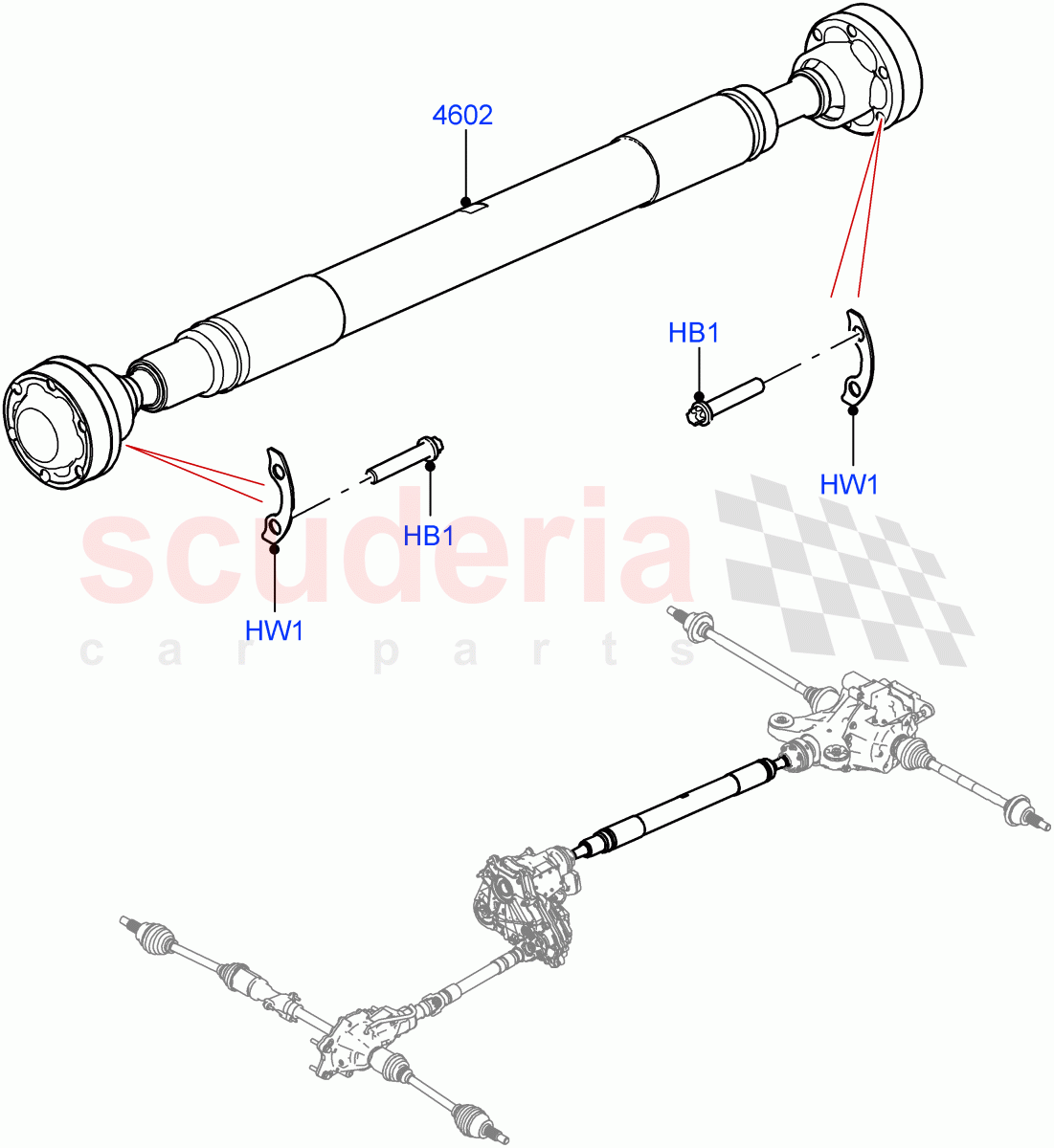 Drive Shaft - Rear Axle Drive (Propshaft) (Short Wheelbase) ((V) TOL2999999) of Land Rover Land Rover Defender (2020+) [2.0 Turbo Petrol AJ200P]