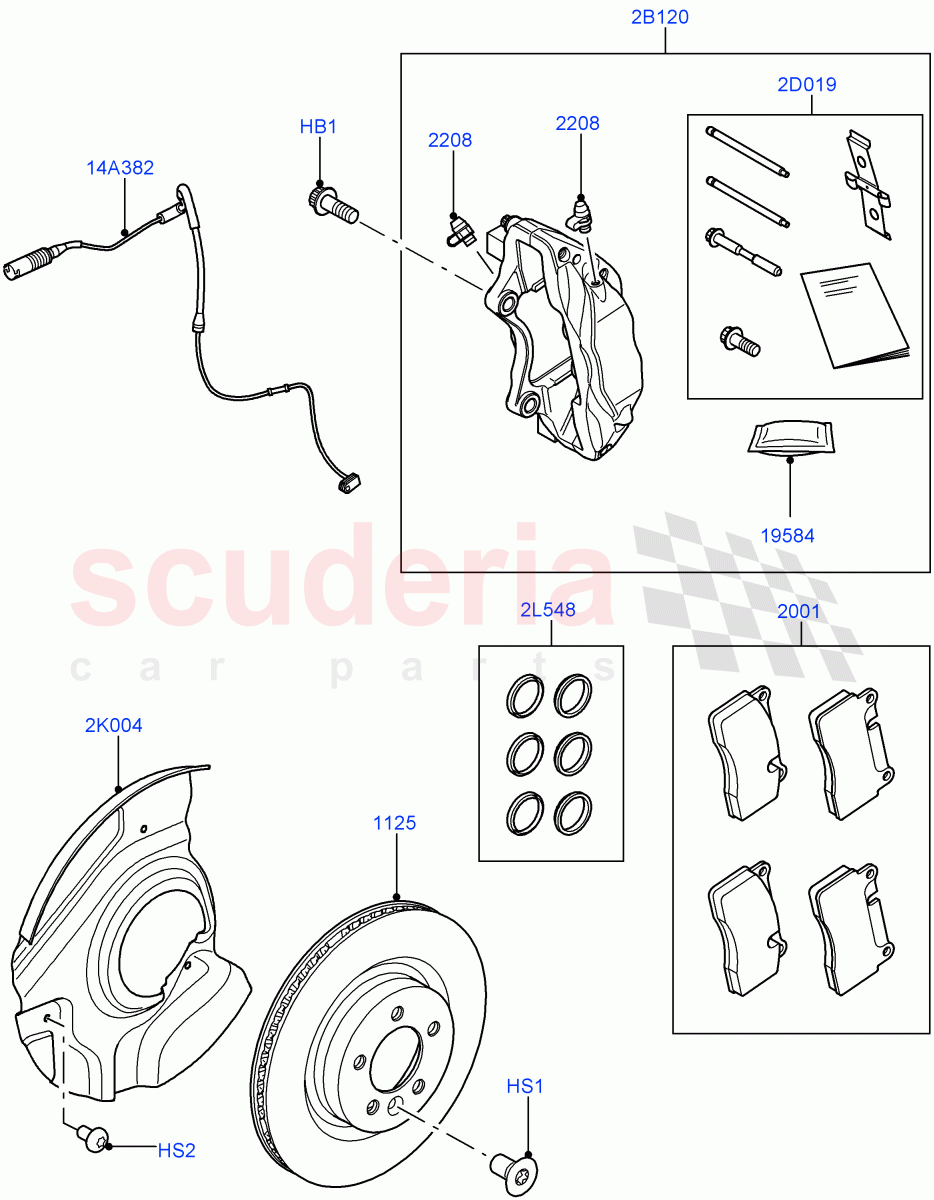 Front Brake Discs And Calipers (4.4L DOHC DITC V8 Diesel, 5.0L OHC SGDI SC V8 Petrol - AJ133) ((V) FROMAA000001) of Land Rover Land Rover Range Rover (2010-2012) [3.6 V8 32V DOHC EFI Diesel]