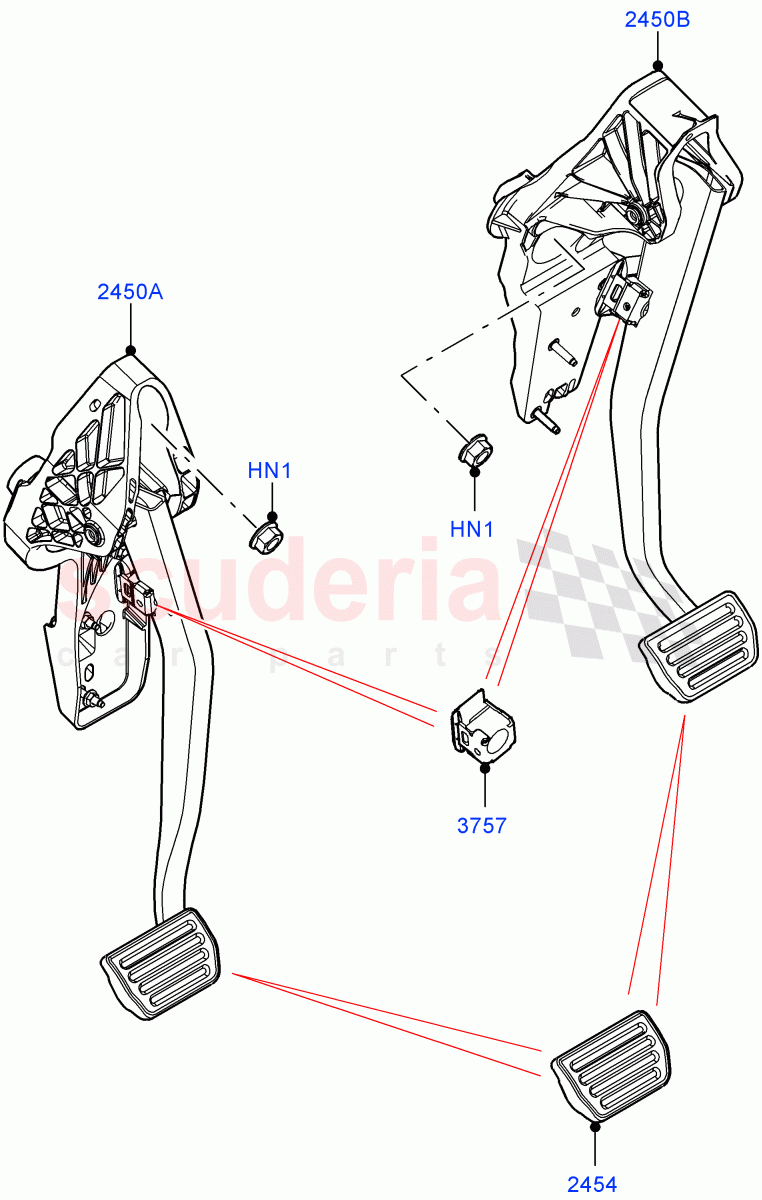 Brake And Clutch Controls (8 Speed Automatic Trans 8G30, Halewood (UK)) ((V) FROMLH000001) of Land Rover Land Rover Discovery Sport (2015+) [2.2 Single Turbo Diesel]