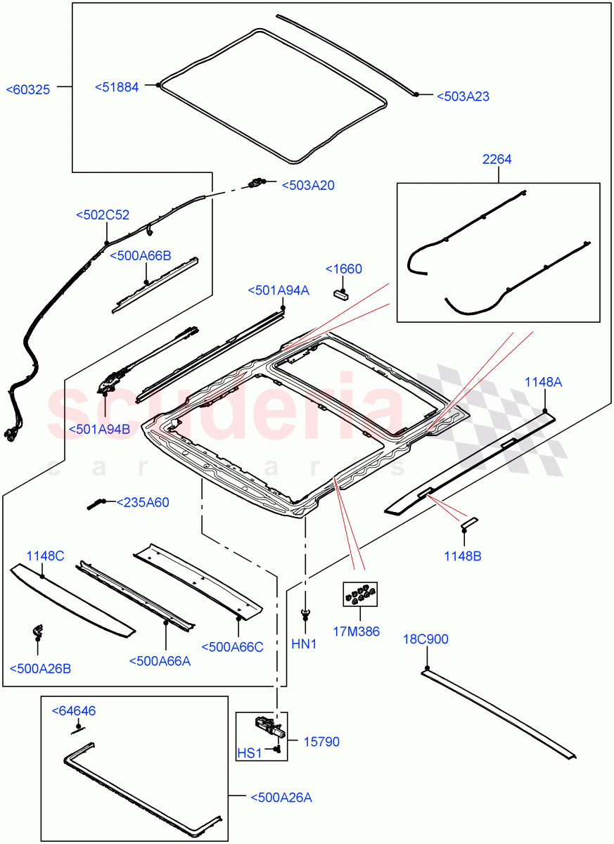 Sliding Roof Mechanism And Controls(Sunroof Frame)(With Roof Conversion-Panorama Power) of Land Rover Land Rover Range Rover (2022+) [3.0 I6 Turbo Petrol AJ20P6]