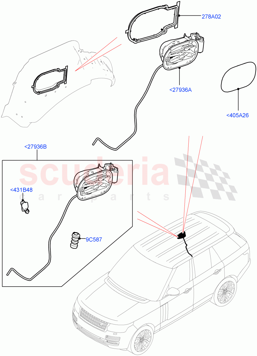 Fuel Tank Filler Door And Controls of Land Rover Land Rover Range Rover (2012-2021) [2.0 Turbo Petrol AJ200P]