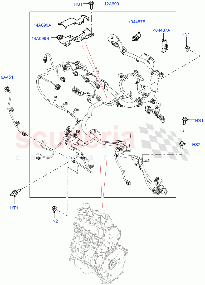 Engine Harness(2.0L AJ20D4 Diesel Mid PTA,6 Speed Manual Trans BG6,Halewood (UK),2.0L AJ20D4 Diesel LF PTA) of Land Rover Land Rover Range Rover Evoque (2019+) [2.0 Turbo Diesel]