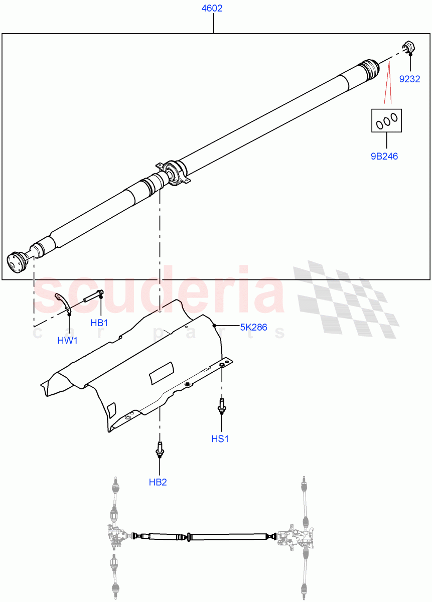 Drive Shaft - Rear Axle Drive(Propshaft)(Changsu (China),All Wheel Drive,Less Electric Engine Battery,Electric Engine Battery-MHEV) of Land Rover Land Rover Range Rover Evoque (2019+) [2.0 Turbo Diesel AJ21D4]