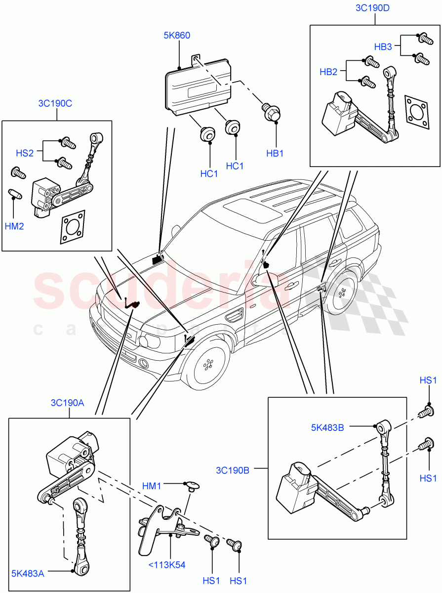 Air Suspension Controls/Electrics ((V) TO9A999999) of Land Rover Land Rover Range Rover Sport (2005-2009) [4.4 AJ Petrol V8]