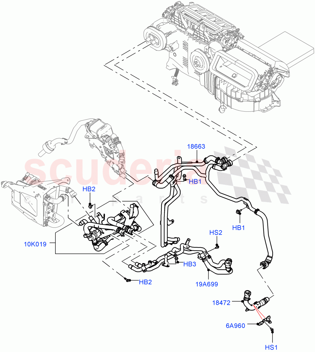 Heater Hoses(2.0L AJ200P Hi PHEV,Pre-Condition w/oFuel Operated Heat,Fuel Heater W/Pk Heat With Remote,Fuel Fired Heater With Park Heat)((V)FROMM2000001) of Land Rover Land Rover Defender (2020+) [3.0 I6 Turbo Petrol AJ20P6]