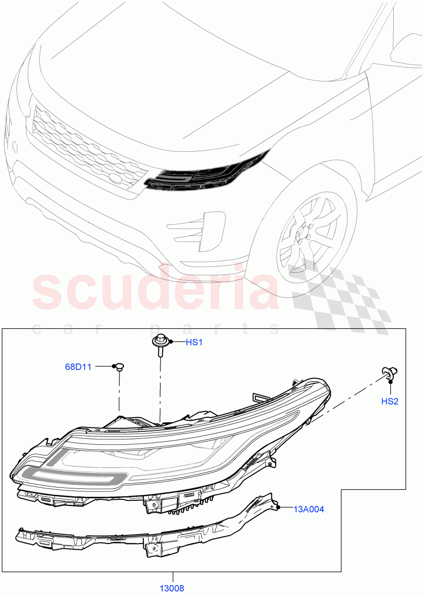 Headlamps And Front Flasher Lamps (Changsu (China)) ((V) FROMKG006088) of Land Rover Land Rover Range Rover Evoque (2019+) [2.0 Turbo Diesel]