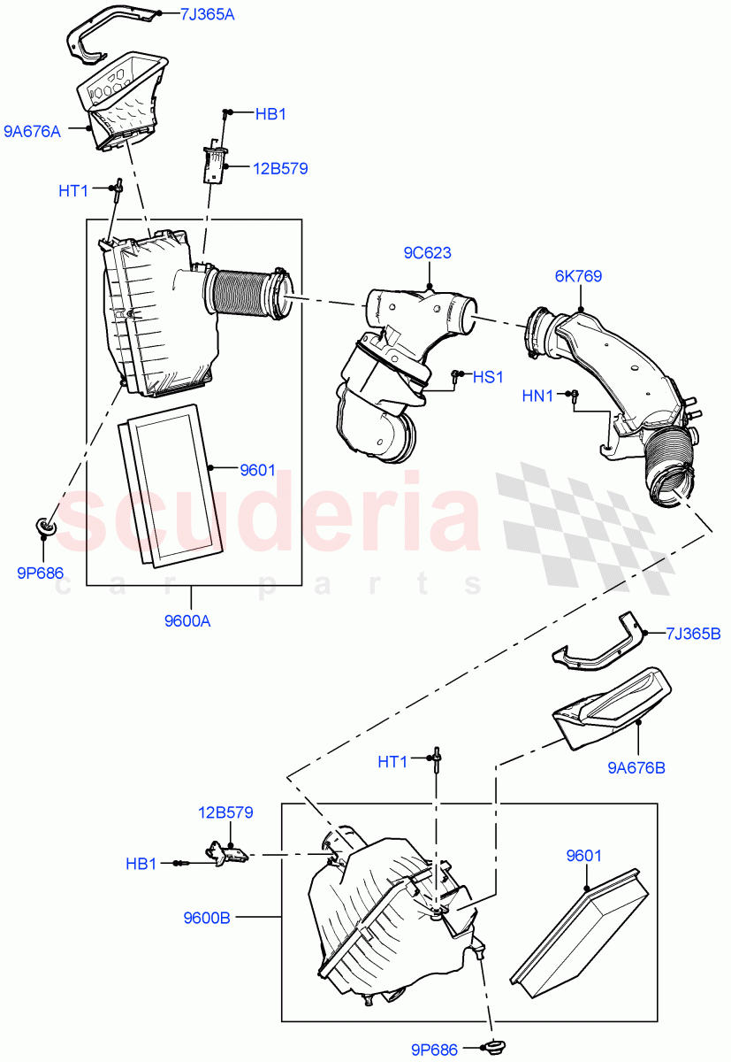 Air Cleaner (3.0L AJ20P6 Petrol High, 3.0L AJ20P6 Petrol PHEV) of Land Rover Land Rover Range Rover (2022+) [3.0 I6 Turbo Petrol AJ20P6]