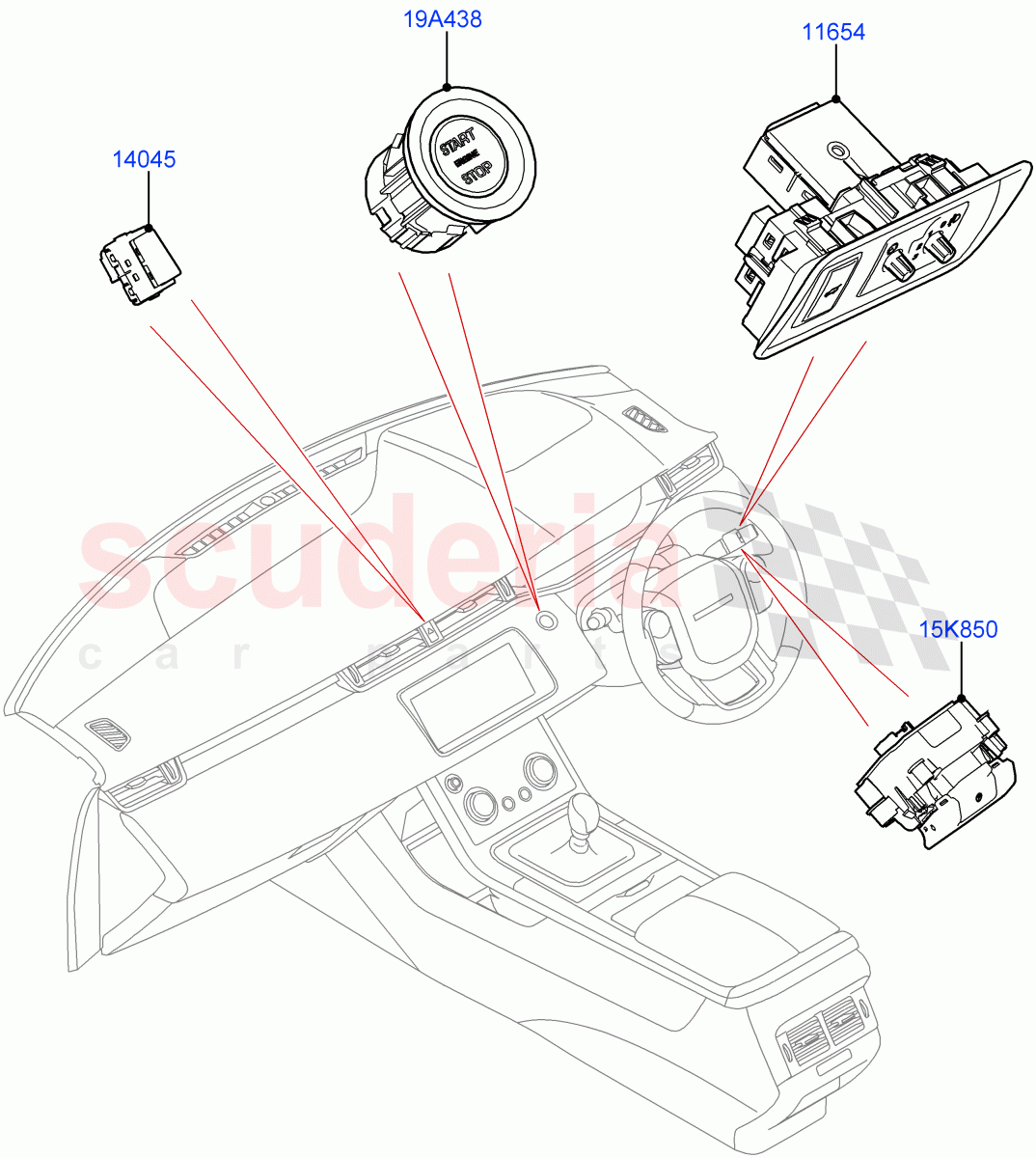 Switches (Facia And Console) (Itatiaia (Brazil)) of Land Rover Land Rover Range Rover Evoque (2019+) [2.0 Turbo Diesel]