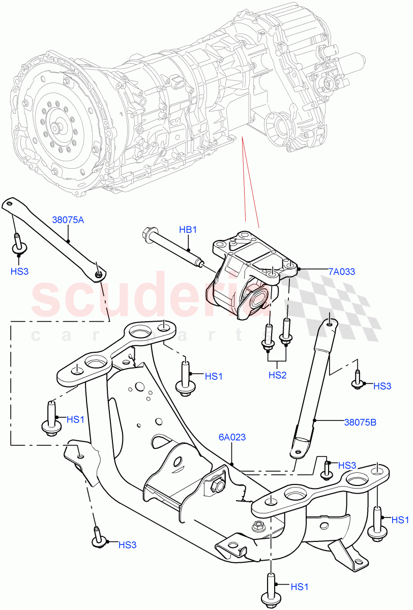 Transmission Mounting(Nitra Plant Build)(3.0 V6 Diesel)((V)FROMK2000001) of Land Rover Land Rover Discovery 5 (2017+) [2.0 Turbo Petrol AJ200P]