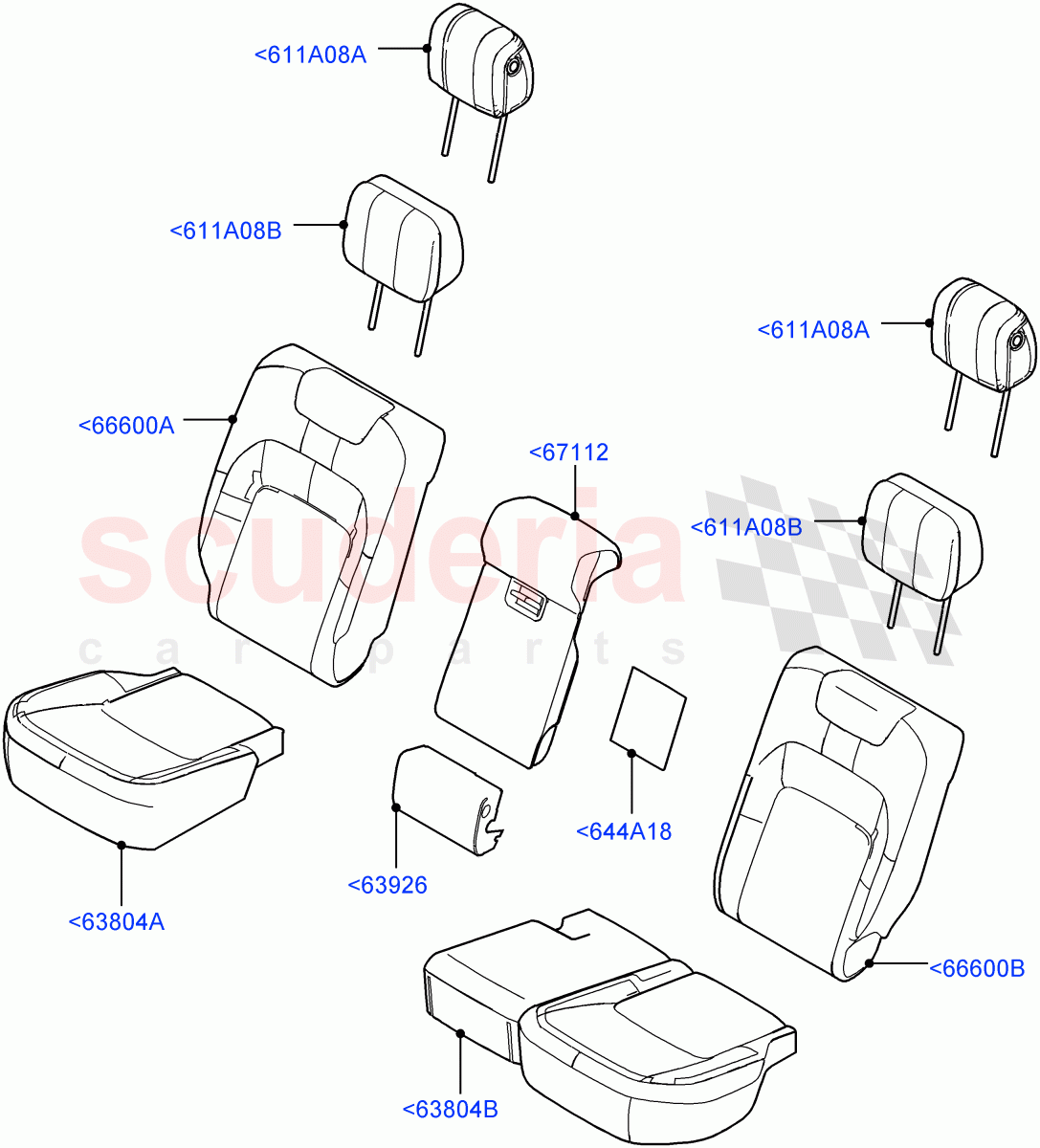 Rear Seat Covers(Semi Aniline Leather Perf,With 60/40 Power Fold Thru Rr Seat)((V)FROMJA000001) of Land Rover Land Rover Range Rover (2012-2021) [2.0 Turbo Petrol AJ200P]