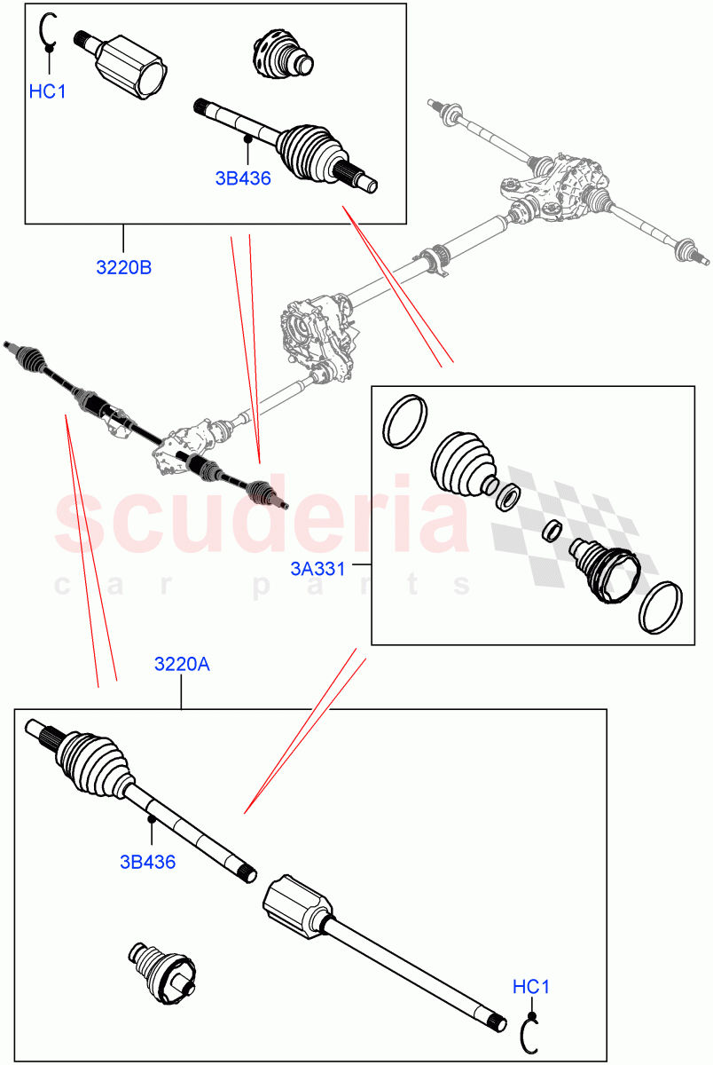 Drive Shaft - Front Axle Drive (Driveshaft) of Land Rover Land Rover Range Rover Velar (2017+) [2.0 Turbo Diesel AJ21D4]