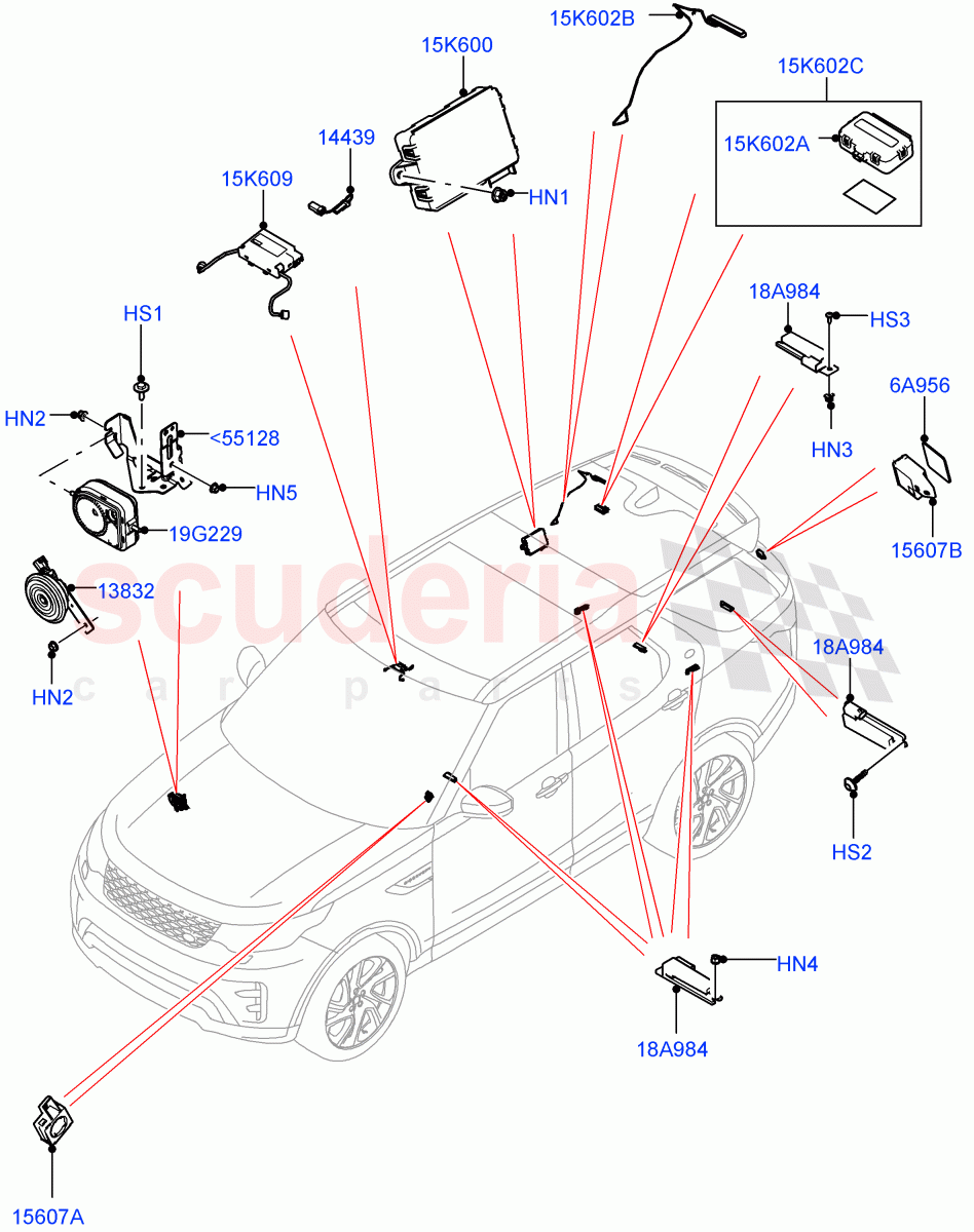 Anti-Theft Alarm Systems (Solihull Plant Build) ((V) FROMHA000001) of Land Rover Land Rover Discovery 5 (2017+) [3.0 I6 Turbo Petrol AJ20P6]