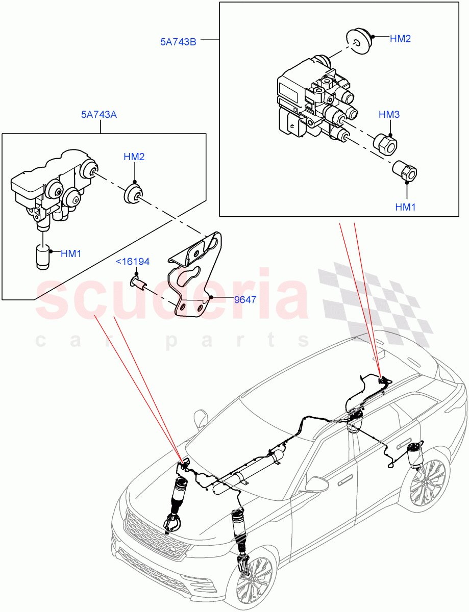 Air Suspension Compressor And Lines(Air Suspension Lines)(With Four Corner Air Suspension,With Performance Suspension)((V)TOLA999999) of Land Rover Land Rover Range Rover Velar (2017+) [2.0 Turbo Diesel AJ21D4]