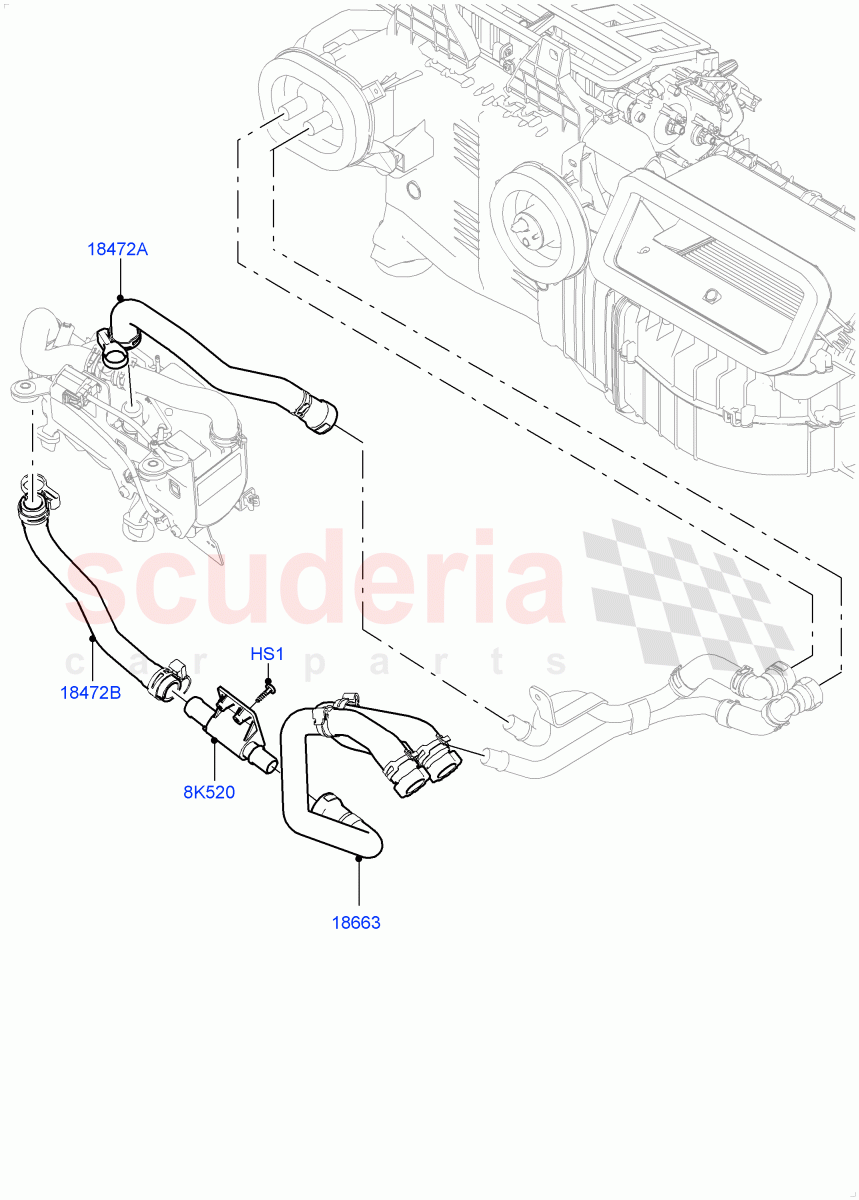 Heater Hoses(Front)(4.4L DOHC DITC V8 Diesel,With Fuel Fired Heater)((V)TOHA999999) of Land Rover Land Rover Range Rover (2012-2021) [3.0 Diesel 24V DOHC TC]