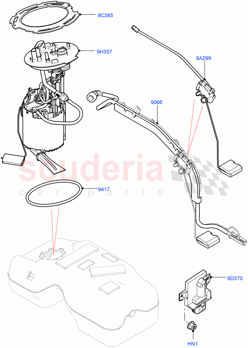 Fuel Pump And Sender Unit (2.0L I4 Mid AJ200 Petrol E100) ((V) FROMJH000001) of Land Rover Land Rover Discovery Sport (2015+) [2.0 Turbo Petrol AJ200P]