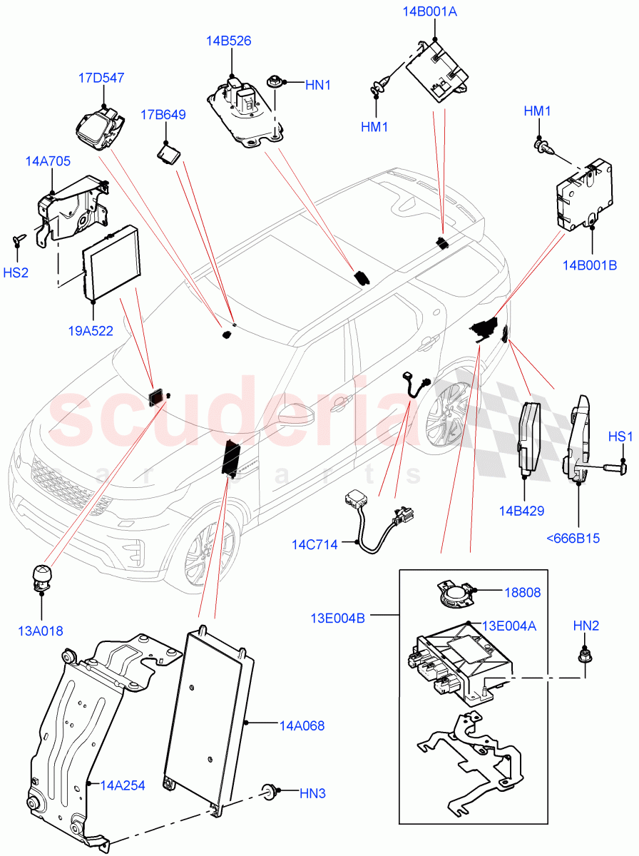 Vehicle Modules And Sensors (Solihull Plant Build) ((V) FROMHA000001) of Land Rover Land Rover Discovery 5 (2017+) [3.0 Diesel 24V DOHC TC]