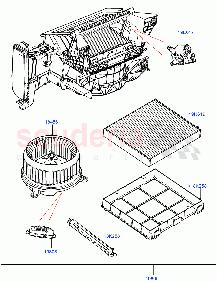 Heater/Air Cond.Internal Components(Auxiliary Heater)((V)FROMMA000001) of Land Rover Land Rover Range Rover Velar (2017+) [3.0 I6 Turbo Petrol AJ20P6]