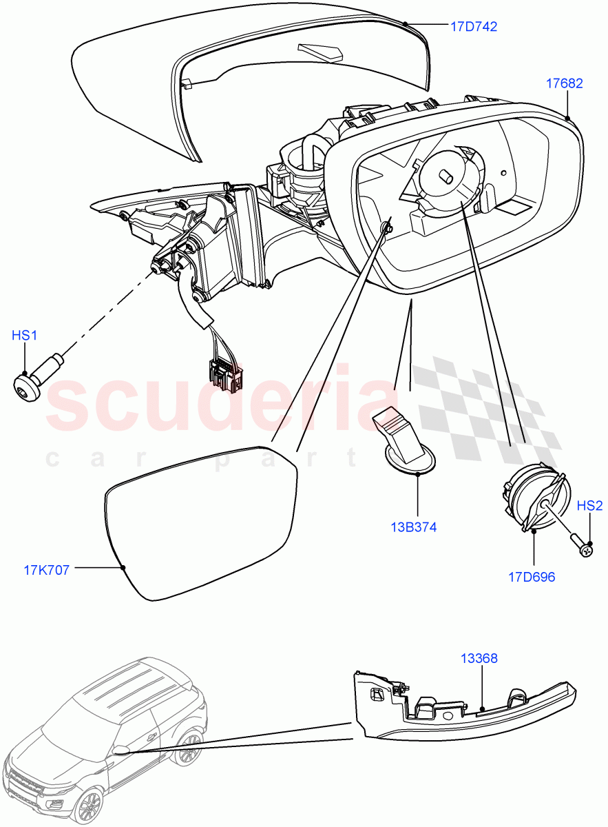 Exterior Rear View Mirror (5 Door, Itatiaia (Brazil)) ((V) FROMGT000001) of Land Rover Land Rover Range Rover Evoque (2012-2018) [2.0 Turbo Petrol GTDI]