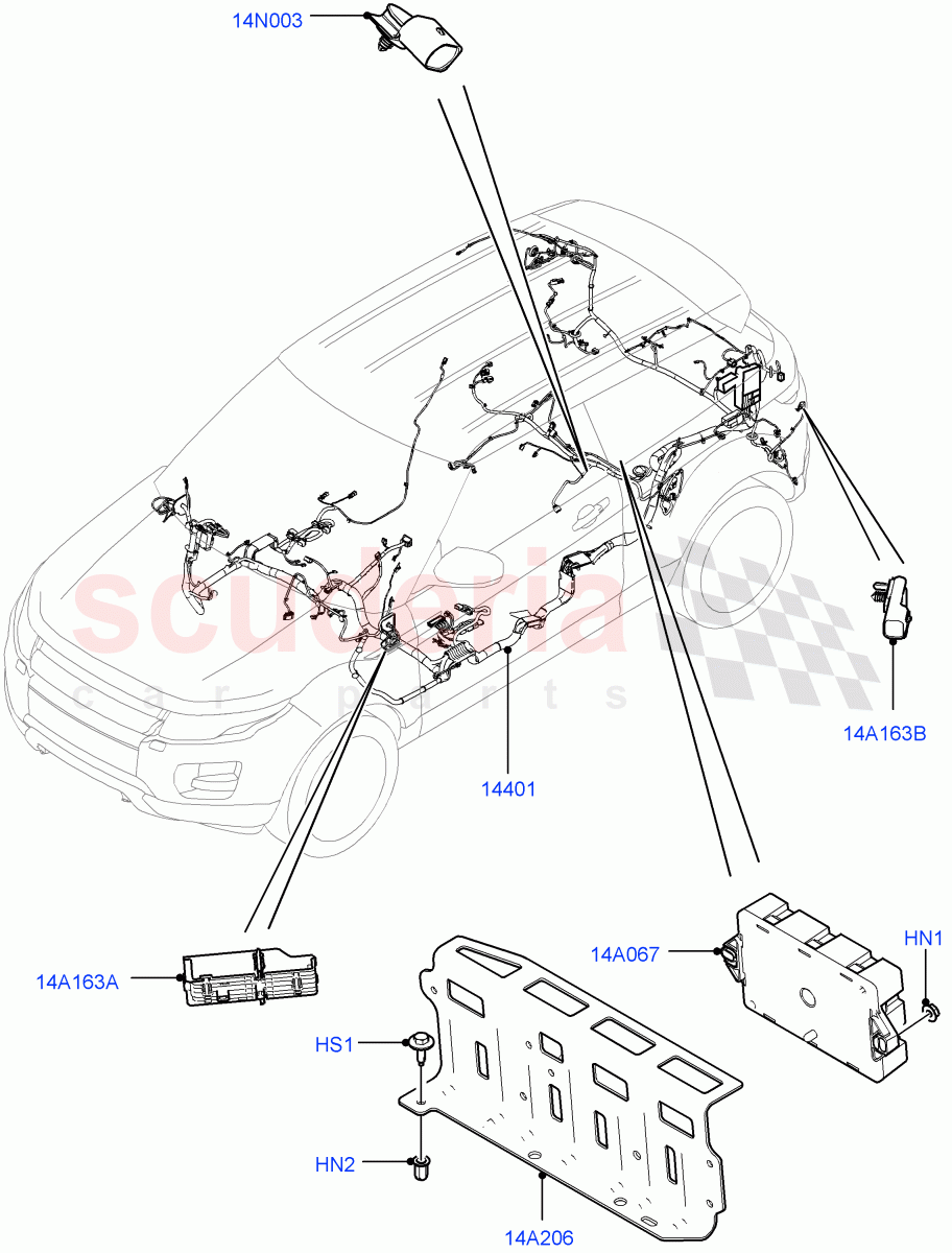 Electrical Wiring - Engine And Dash (Main Harness) (3 Door, Halewood (UK)) ((V) TOFH999999) of Land Rover Land Rover Range Rover Evoque (2012-2018) [2.0 Turbo Diesel]