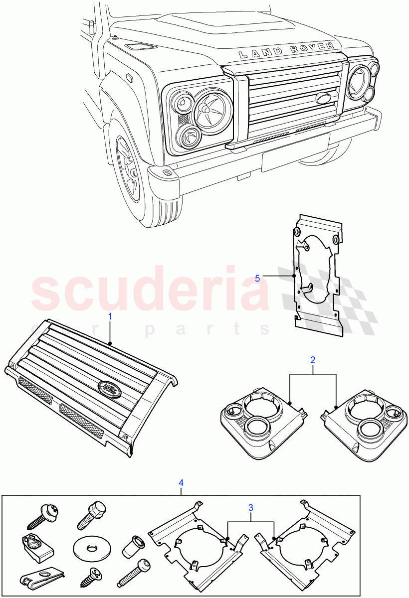 Headlamp Surrounds And Grille of Land Rover Land Rover Defender (2007-2016)