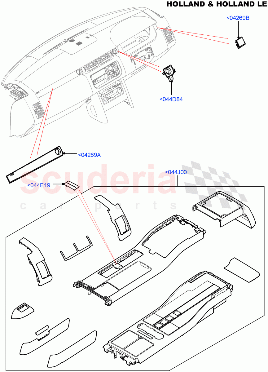 Instrument Panel (External, Holland & Holland LE) (Console Deployable Tables) ((V) FROMFA000001) of Land Rover Land Rover Range Rover (2012-2021) [3.0 DOHC GDI SC V6 Petrol]