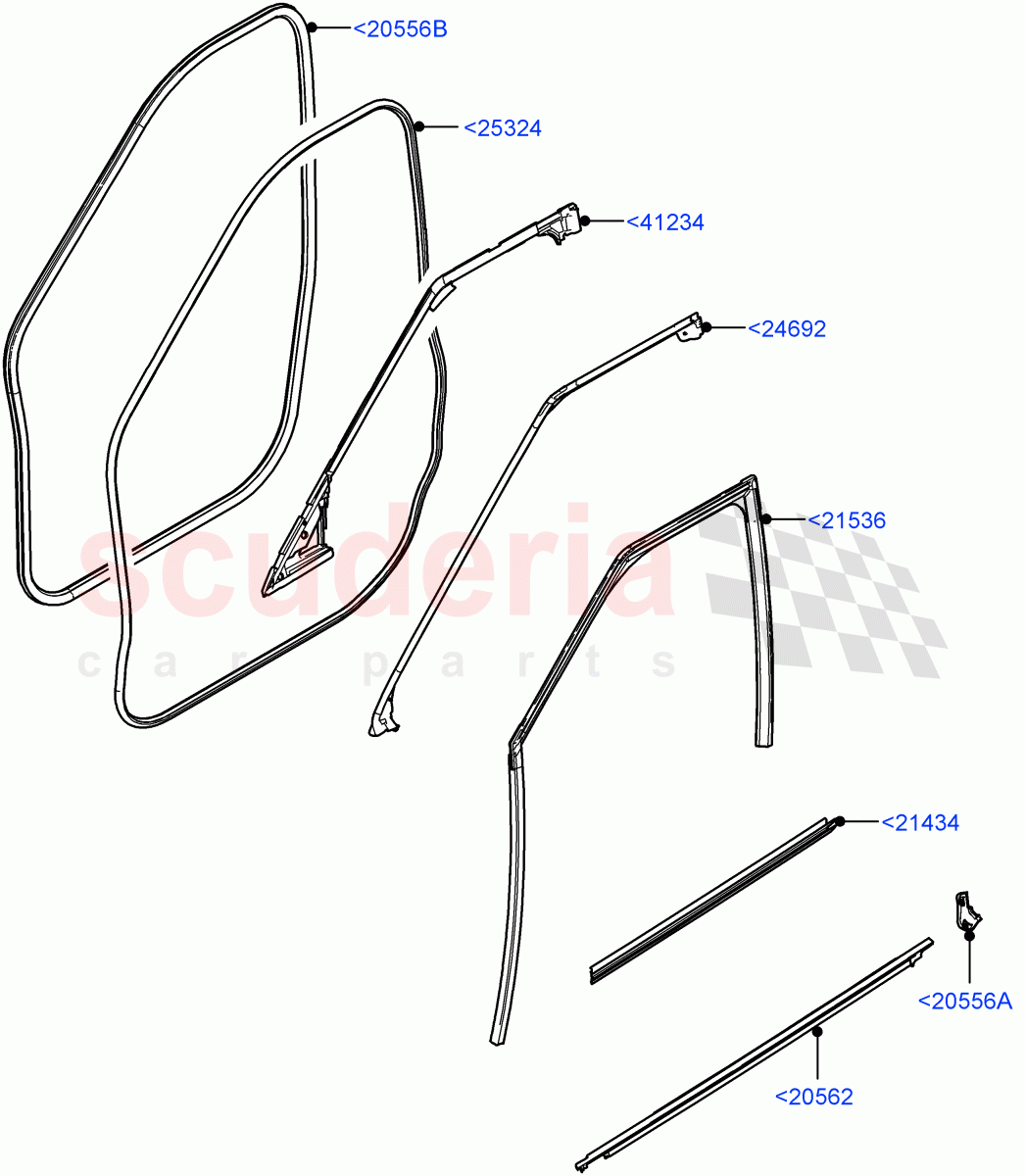 Front Doors, Hinges & Weatherstrips (Weatherstrips And Seals) (Halewood (UK)) of Land Rover Land Rover Range Rover Evoque (2019+) [2.0 Turbo Petrol AJ200P]