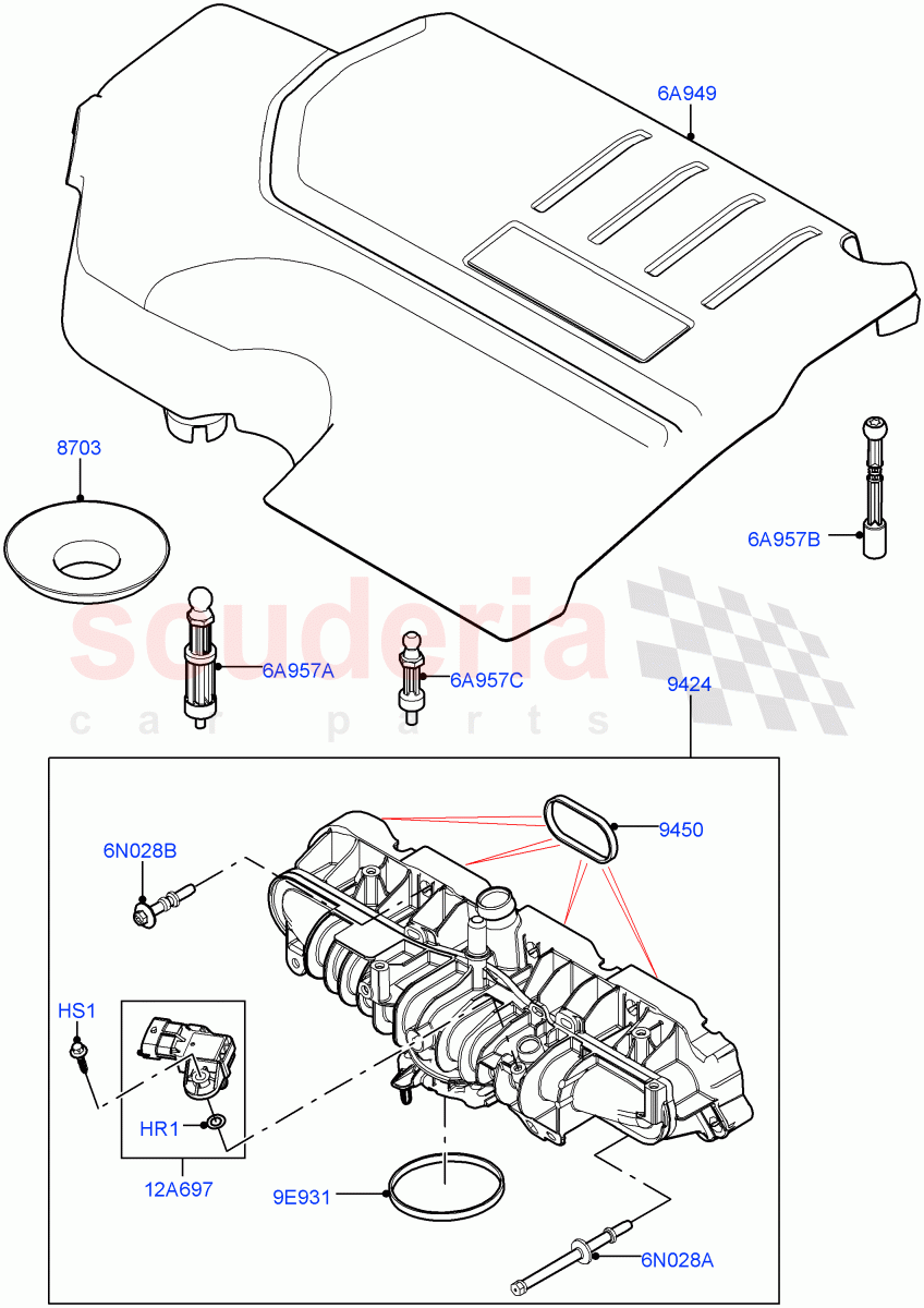 Inlet Manifold (2.0L I4 High DOHC AJ200 Petrol, Changsu (China), 2.0L I4 Mid DOHC AJ200 Petrol) of Land Rover Land Rover Range Rover Evoque (2012-2018) [2.0 Turbo Petrol AJ200P]