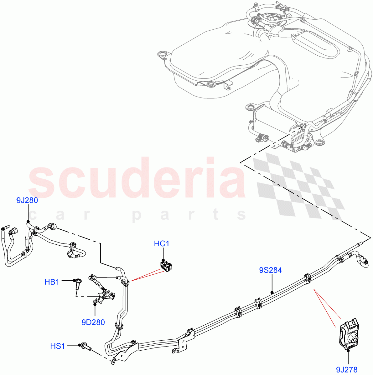 Fuel Lines (Nitra Plant Build) (2.0L AJ200P Hi PHEV) of Land Rover Land Rover Defender (2020+) [2.0 Turbo Petrol AJ200P]