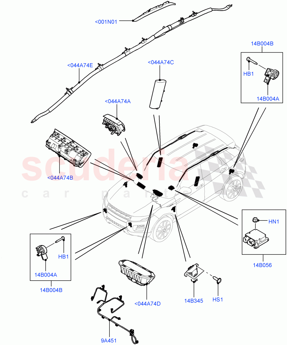Airbag System (Itatiaia (Brazil)) ((V) FROMGT000001) of Land Rover Land Rover Range Rover Evoque (2012-2018) [2.0 Turbo Diesel]