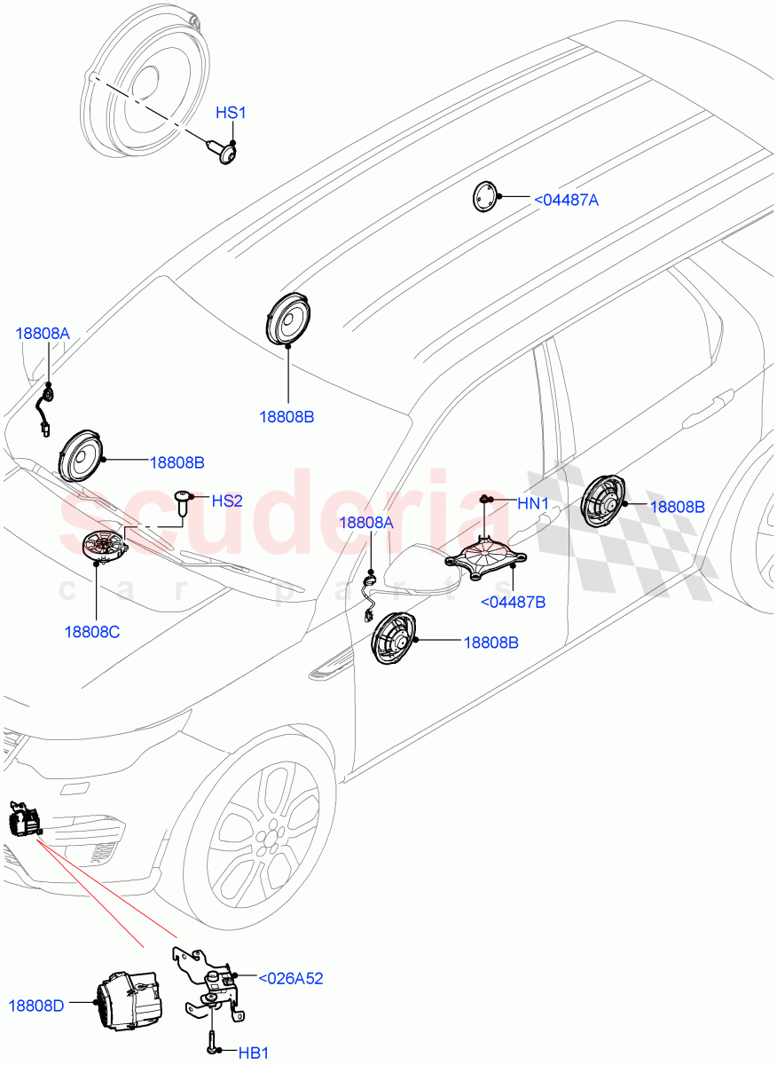 Speakers(Changsu (China),Standard Audio (Base)) of Land Rover Land Rover Discovery Sport (2015+) [1.5 I3 Turbo Petrol AJ20P3]