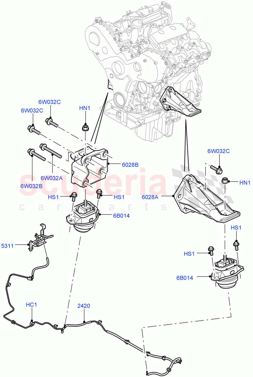 Engine Mounting (3.0L 24V DOHC V6 TC Diesel) ((V) FROMAA000001) of Land Rover Land Rover Range Rover Sport (2010-2013) [5.0 OHC SGDI NA V8 Petrol]