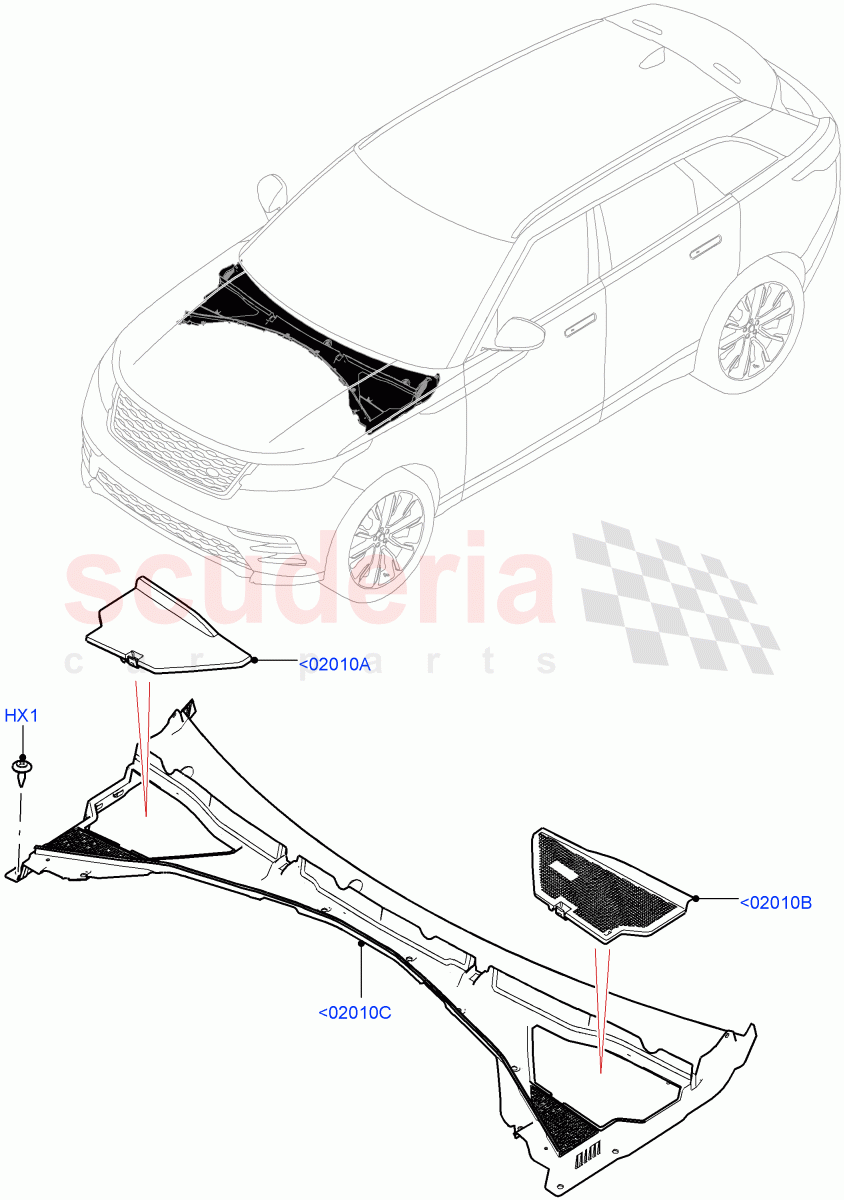 Cowl/Panel And Related Parts of Land Rover Land Rover Range Rover Velar (2017+) [3.0 I6 Turbo Petrol AJ20P6]