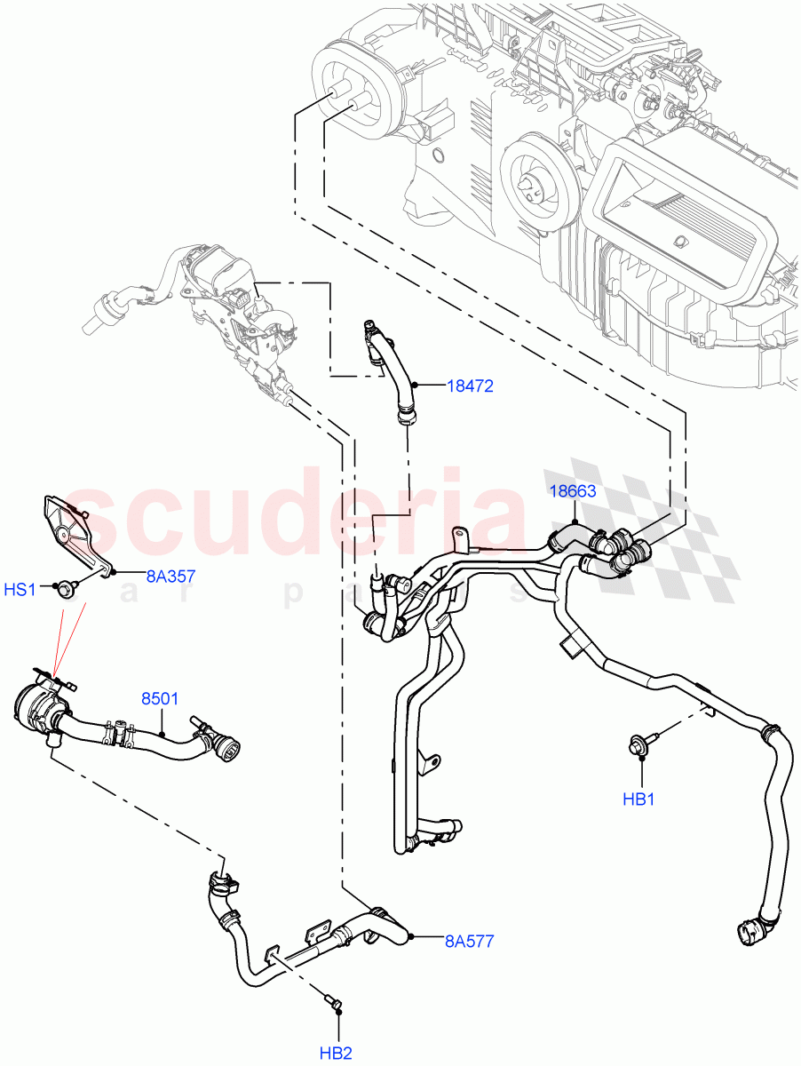 Heater Hoses(Front)(3.0L AJ20D6 Diesel High,Fuel Fired Heater With Park Heat,Premium Air Conditioning-Front/Rear,Fuel Heater W/Pk Heat With Remote)((V)FROMLA000001) of Land Rover Land Rover Range Rover Sport (2014+) [2.0 Turbo Diesel]