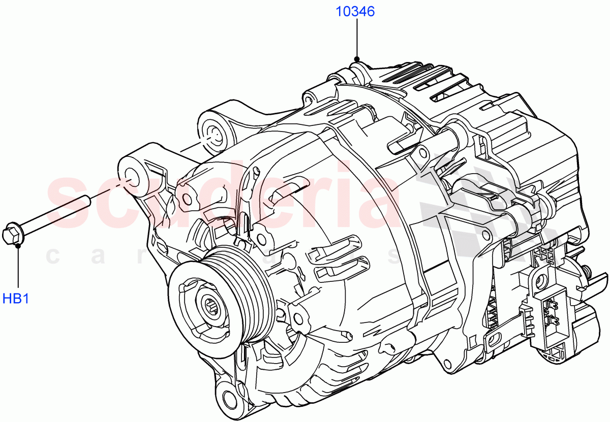 Alternator And Mountings (3.0L AJ20P6 Petrol PHEV) ((V) FROMPA000001) of Land Rover Land Rover Range Rover (2022+) [4.4 V8 Turbo Petrol NC10]