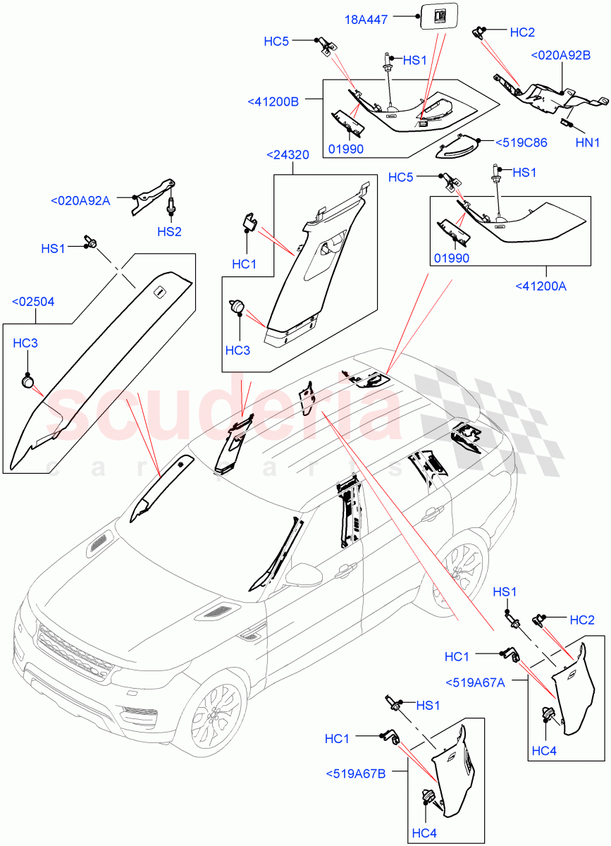 Side Trim(Upper, Front And Rear) of Land Rover Land Rover Range Rover Sport (2014+) [2.0 Turbo Petrol AJ200P]