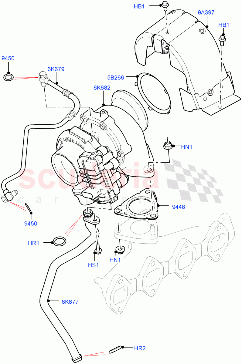 Turbocharger (Nitra Plant Build) (2.0L I4 DSL MID DOHC AJ200) ((V) FROMK2000001) of Land Rover Land Rover Discovery 5 (2017+) [2.0 Turbo Diesel]