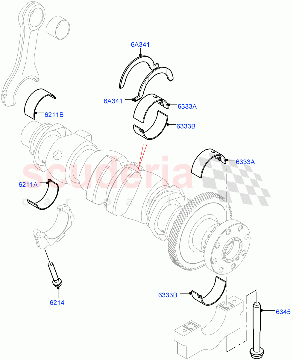 Crankshaft/Pistons And Bearings (2.0L I4 DSL MID DOHC AJ200, Itatiaia (Brazil), 2.0L I4 DSL HIGH DOHC AJ200) ((V) FROMGT000001) of Land Rover Land Rover Range Rover Evoque (2012-2018) [2.0 Turbo Diesel]