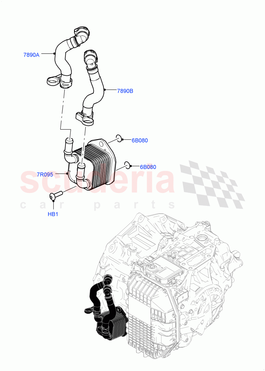 Transmission Cooling Systems(1.5L AJ20P3 Petrol High,8 Speed Automatic Trans 8G30,Changsu (China),1.5L AJ20P3 Petrol High PHEV) of Land Rover Land Rover Range Rover Evoque (2019+) [2.0 Turbo Diesel AJ21D4]