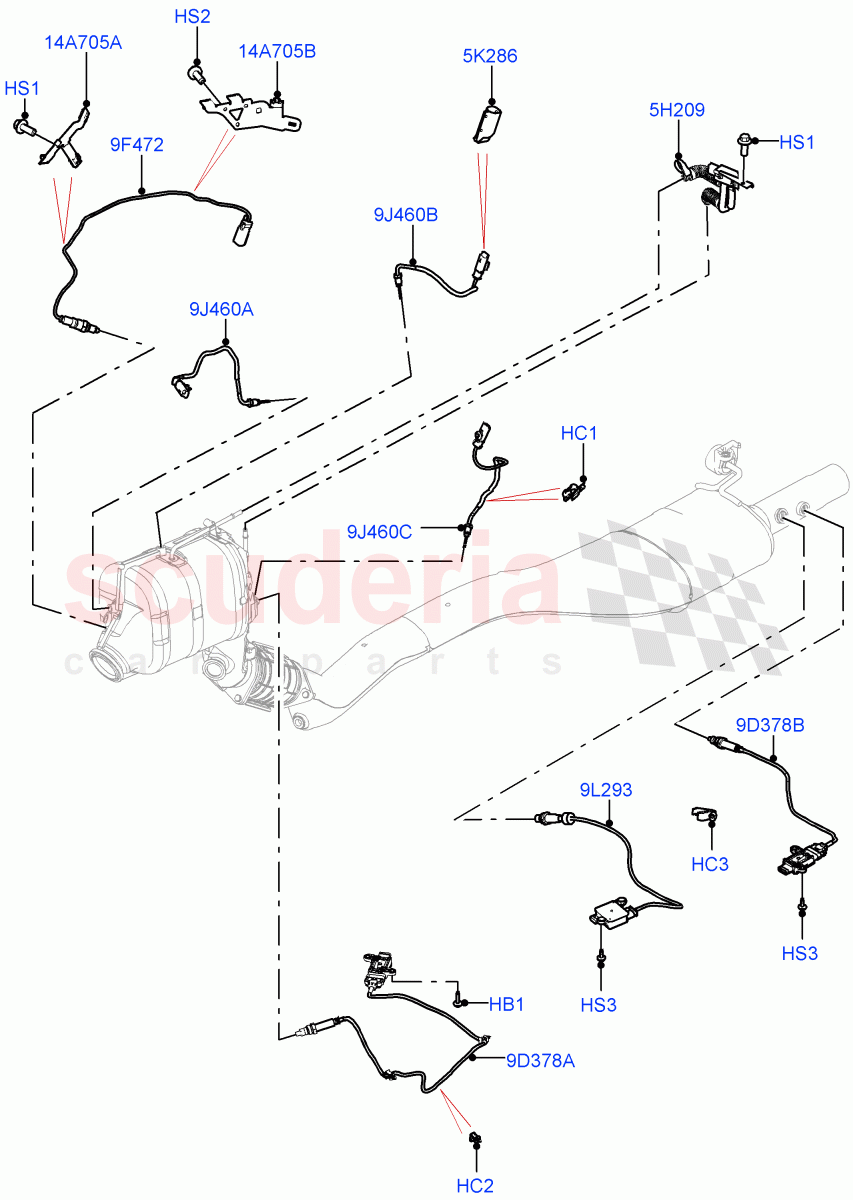 Exhaust Sensors And Modules (3.0L AJ20D6 Diesel High, L7 Emission - Brazil, EU6D - Final (Diesel) Emission) of Land Rover Land Rover Range Rover (2022+) [3.0 I6 Turbo Diesel AJ20D6]