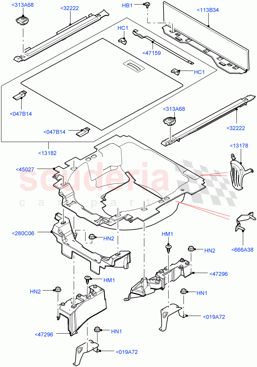Load Compartment Trim (Floor) (For Unleaded Fuel, With Diesel Fuel Capability, Diesel/Electric - Hybrid, Flex Fuel - E100) of Land Rover Land Rover Range Rover (2012-2021) [5.0 OHC SGDI NA V8 Petrol]