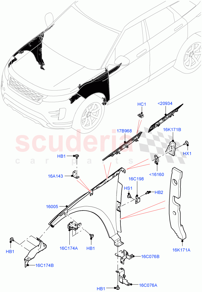 Dash Panel And Front Fenders(Changsu (China)) of Land Rover Land Rover Range Rover Evoque (2019+) [2.0 Turbo Diesel AJ21D4]