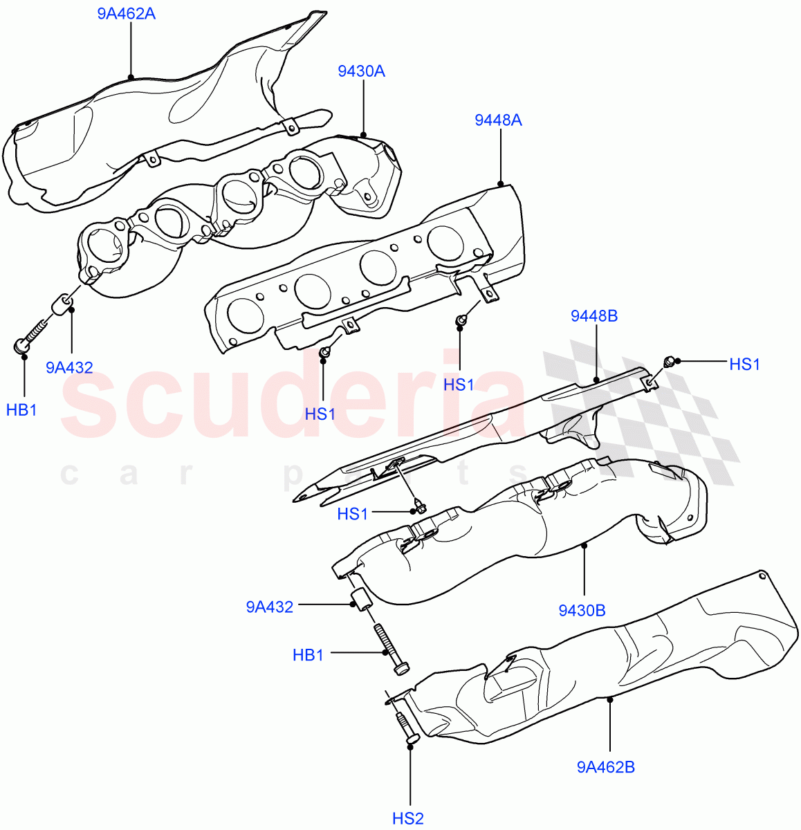 Exhaust Manifold (5.0L OHC SGDI SC V8 Petrol - AJ133) ((V) FROMAA000001) of Land Rover Land Rover Range Rover (2010-2012) [5.0 OHC SGDI SC V8 Petrol]