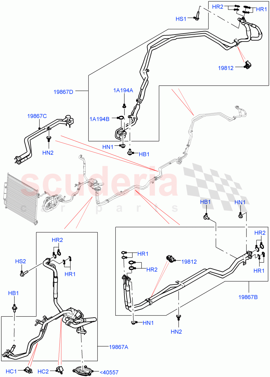 Air Conditioning Condensr/Compressr(Premium Air Conditioning-Front/Rear,Electric Engine Battery-MHEV)((V)FROMKA000001) of Land Rover Land Rover Range Rover Sport (2014+) [3.0 DOHC GDI SC V6 Petrol]