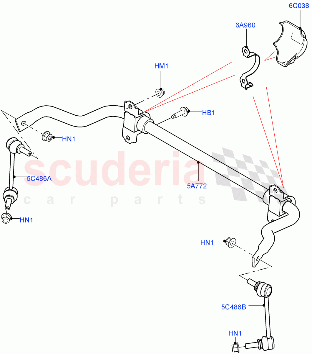 Rear Cross Member & Stabilizer Bar (Stabilizer Bar) of Land Rover Land Rover Defender (2020+) [3.0 I6 Turbo Diesel AJ20D6]